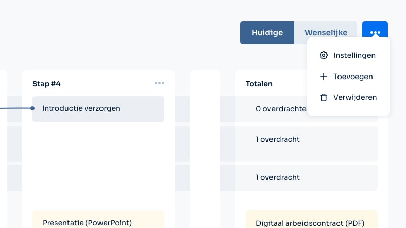 Screenshot van de functie 'Werk verschillende situaties van een bedrijfsproces uit' van Makisto